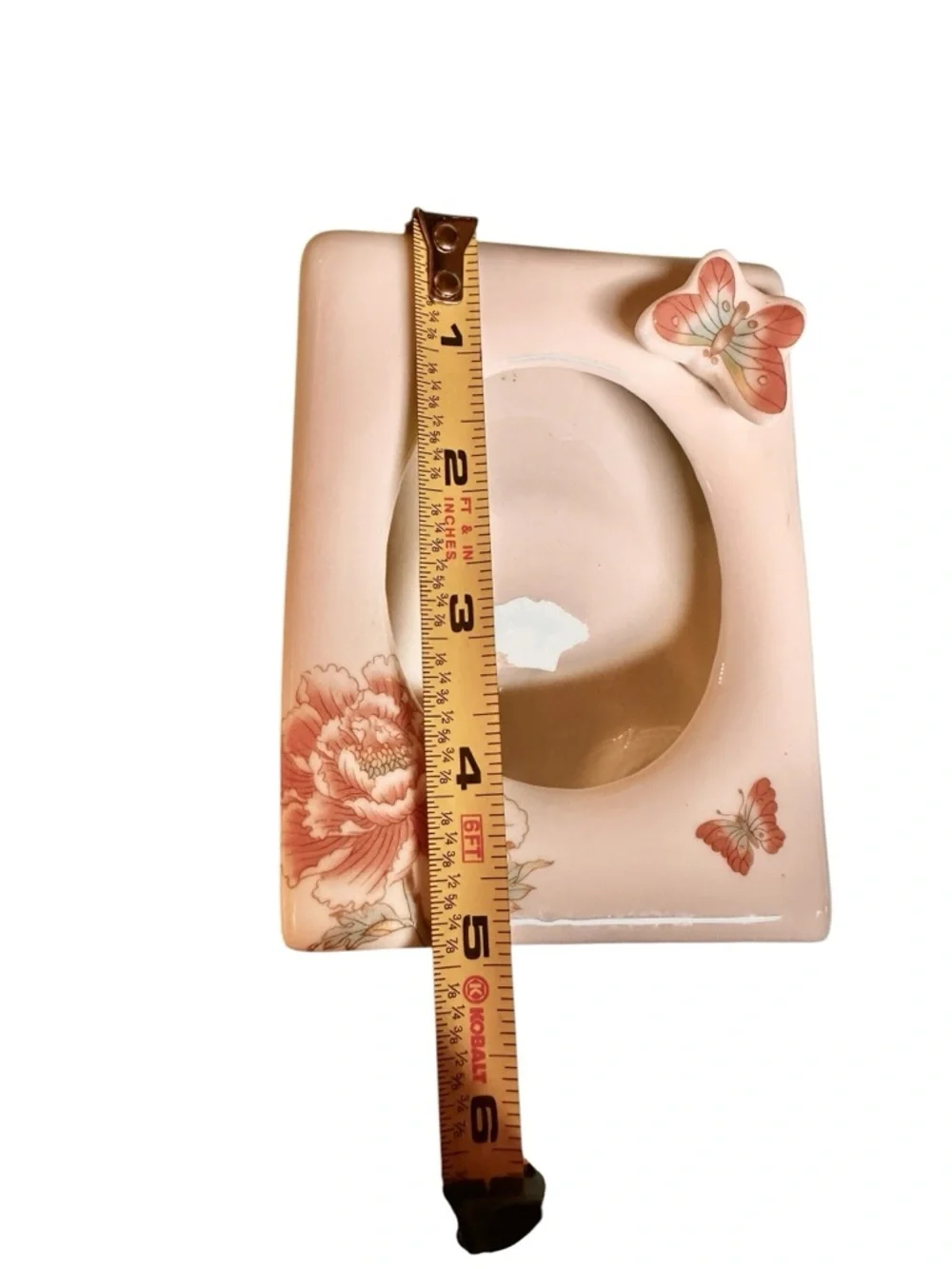Vintage Chinoiserie Porcelain Oval Picture Frame 3 D Butterfly Japan Set of 2
